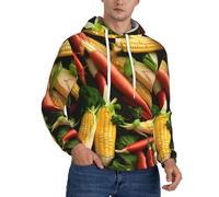 ERSDWRE Sweats à capuche confortables à imprimé de maïs végétal pour hommes adultes pulls à capuche en polaire à manches longues avec poches, Noir , S