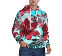 ERSDWRE Sweats à capuche confortables à imprimé de vitraux de fleurs pour hommes adultes pulls à capuche en polaire à manches longues avec poches, Noir , L