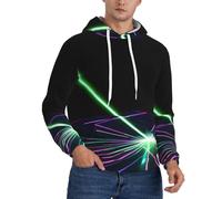 ERSDWRE Sweats à capuche confortables à imprimé lumières laser pour adultes et hommes à manches longues avec poches, Noir , 4XL