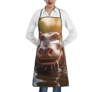 ERSDWRE Tablier de cuisine unisexe avec poches Motif hippopotame