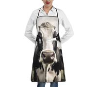 ERSDWRE Tablier de cuisine unisexe avec poches Motif vache Noir et blanc