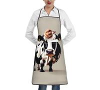 ERSDWRE Tablier de cuisine unisexe avec poches Motif vache Noir et blanc