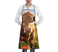ERSDWRE Tablier de cuisine unisexe avec poches Motif vache Rouge