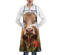 ERSDWRE Tablier de cuisine unisexe avec poches Motif vache Rouge