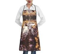 ERSDWRE Tabliers de cuisine avec poches - Unisexe - Motif fleurs et vache