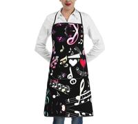 ERSDWRE Tabliers de cuisine avec poches - Unisexe - Symboles musicaux - Pour cuisine, barbecue, jardinage