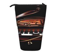 ERSDWRE Trousse à crayons télescopique avec fermeture éclair et notes de musique pour piano et violon