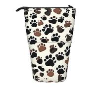 ERSDWRE Trousse à crayons télescopique avec fermeture éclair Motif empreintes de pattes de chien