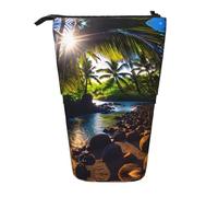 ERSDWRE Trousse à crayons télescopique avec fermeture éclair Motif rayons de soleil hawaïens