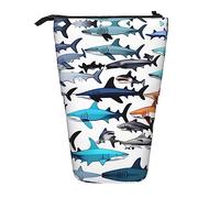 ERSDWRE Trousse à crayons télescopique motif requins Kawaii papeterie sac fermeture éclair pochette à crayons support