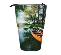 ERSDWRE Trousse télescopique avec fermeture éclair Motif lac avec bateaux Canoës Park