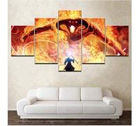 ERSHA 5 Pièces Moderne Giclée HD Imprimer Toile Murale Art Peintures pour Décoration De Tirages Prêt À Accrocher pour Salon Maison Affiche Affiche du Film Gandalf Et Le Balrog(Encadré)
