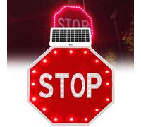 ErShangMao Panneau D'arrêt Professionnel À Énergie Solaire - Panneau D'arrêt Octogonal Réfléchissant Et Clignotant en Aluminium avec 24 LED | Clignotement Nocturne Automatique 60cm/23.6in