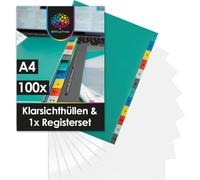 Ershi-100x Pochette Plastique A4 Et 1x Intercalaires Classeur A4 Avec Impression Du Numéro 1-12 Multicolore - Pochettes Plastiques[3798]