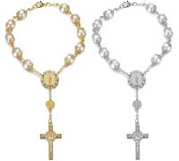 Ershi-2 Pcs Chapelet De Voiture Chapelet De Rétroviseur, Croix De Bénédiction Catholique Pour Voiture, Médaille Pour Camion, Moto,[2
