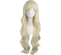 Ershi-28 Pouce/70cm Synthétique Naturel Bouclé Cheveux Perruque (Léger Blond)[397]
