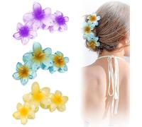 Ershi-3 Pièces Pince Cheveux Fleur Pinces À Cheveux De Taille Grande Pour Femmes Filles, Couleur Vive Pince Fleur Cheveux Pour Fem[48]