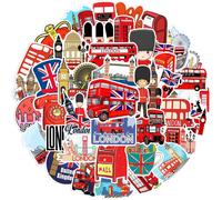 ERSHI-50 autocollants de bus de Londres, décoration esthétique et mignonne, étanche pour voiture ordinateur portable bagages pare-[1