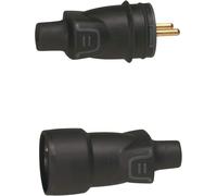 ERSHI-50445 et 50446 ¿ Fiche électrique 2 pôles avec terre ¿ Noir ou Prolongateur 16 A caoutchouc sortie droite IP 44(Fiche + Pro[949]
