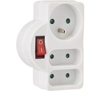 ERSHI-531193 Adapteur Fiche Multiprise Triplite avec Interrupteur 3 Prise (1x16A, 2x6A), Blanc[91]