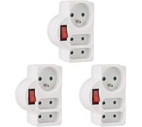 ERSHI-531193 Adapteur Fiche Multiprise Triplite avec Interrupteur 3 Prise (1x16A, 2x6A), Blanc, Paquet de 3[92]