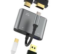 ERSHI-Adaptateur USB C 4 en 1 HDMI VGA double port USB OTG 3.0 pour Apple iPhone 16 type C Hub 4K moniteur répartiteur d'affichage[1380]