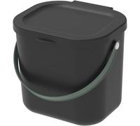 Ershi-Albula Poubelle Biologique 6l Avec Couvercle Pour La Cuisine, Plastique (Pp Recyclé), Noir, 6l[110]