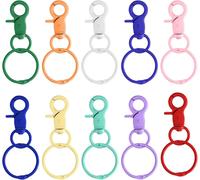 Ershi-Anneaux De Clés De 30mm Avec Mousqueton, Lot De 10 Porte-Clés À Rotation 360°, Crochets De Mousqueton Colorés Avec Articulat[1