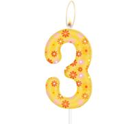 Ershi-Bougie D'anniversaire En Forme De Chiffre 3 - Fleur Jaune Mignonne - Décoration De Fête D'anniversaire - Thème Bohème - Pour[11651]
