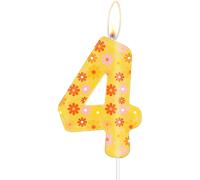 Ershi-Bougie D'anniversaire En Forme De Chiffre 4 - Fleur Jaune Mignonne - Décoration De Fête D'anniversaire - Thème Bohème - Pour[11650]