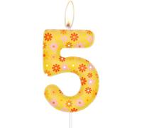 Ershi-Bougie D'anniversaire En Forme De Chiffre 5 - Fleur Jaune Mignonne - Décoration De Fête D'anniversaire - Thème Bohème - Pour[11691]