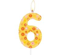 Ershi-Bougie D'anniversaire En Forme De Chiffre 6 - Fleur Jaune Mignonne - Décoration De Fête D'anniversaire - Thème Bohème - Pour[11653]
