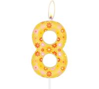 Ershi-Bougie D'anniversaire En Forme De Chiffre 8 - Fleur Jaune Mignonne - Décoration De Fête D'anniversaire - Thème Bohème - Pour[11652]