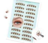 Ershi-Brown Extension Cils Kit Auto Adhésifs Extension Cils Wispy Faux Cils Individuel C Curl Cluster Lashes 7-12mm Volume Stick O[2