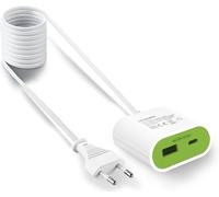 Ershi-Chargeur Rapide De 17 W Avec Câble De 1,5 M, Avec Un Usb-A Et Un Usb-C 3,5 A, Vert, 1 Paquet[1519]
