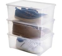 Ershi-Clear Ensemble De 3 Boîtes De Rangement 10l Avec Couvercle, Plastique (Pp) Sans Bpa, Transparent, 3 X 10 L (36.0 X 26.0 X 14[1317]