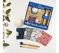 Ershi-- Coffret Beauté Naturelle - 7 Accessoires Pour Soin Visage : 1 Eponge Konjac Naturel, 2 Pinceaux Maquillage En Bambou Et 4 [887]