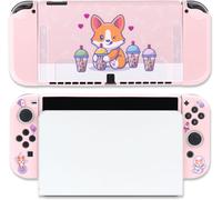 Ershi-Coque Pour Chien Boba Coque À Clipser Compatible Avec Nintendo Switch Oled (Switch Oled, Rose)[903]