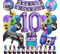 Ershi-Decoration Anniversaire Fortnit 10 Ans, 51pcs Décorations De Fête De Jeu Vidéo 10 Ans, Kit Déco Anniversaire Gaming Gamer Ga[9