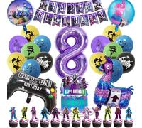 Ershi-Decoration Anniversaire Fortnit 8 Ans, 51pcs Décorations De Fête De Jeu Vidéo, Kit Déco Anniversaire Gaming Gamer Garcon, Fo[1