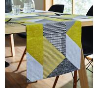 ERSHI- Dining Larsson Geo Chemin de Table en Coton Jaune Ocre 33 x 220 cm[2438]