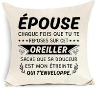 Ershi-Épouse Chaque Fois Que Tu Te Reposes Sur Ce Oreiller Housse De Coussin Pour Épouse Anniversaire Cadeau De Noël Cadeau D'anni[6909]