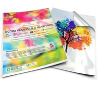 Ershi-Evergreen Goods Lot De 10 Feuilles A4 En Vinyle Autocollant Imprimable Argenté Brillant Impression Jet D'encre Et Laser Im[1047]