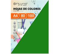 Ershi-Fab-17108 Pack 100 Hojas Color Verde Oscuro Tamaño A4 80g[191]
