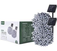 ERSHI-Guirlande Lumineuse d'Extérieur Solaire, 2 Bandes de 100 LEDs Blanches, 24M, 8 Modes, Certificat CE et RoHS[1048]