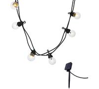 ERSHI-Guirlande lumineuse solaire 10 globes transparents LED blanc chaud PARTY CLEAR SOLAR 5.70m 8 modes[851]