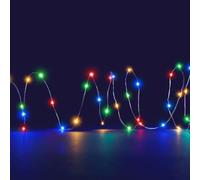 ERSHI-Guirlande solaire 200 micro-LED L.20m \u2013 Câble Argent Transparent \u2013 Usage Extérieur (Multicolore)[1517]