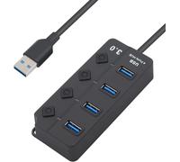ERSHI-Hub USB 4 Ports USB 3.0, Adaptateur USB,Répartiteur USB, D'Extension avec Interrupteurs Marche Arrêt Individuels pour PS5 PC[915]