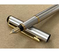 Ershi-Jinhao Baoer 801 Stylo Plume De Luxe En Acier Inoxydable Avec 5 Cartouches Noires[1184]