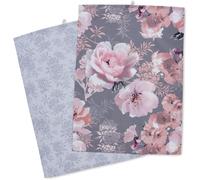 ERSHI- KT/46659/W/TT2/GY Lot de 2 torchons Motif Floral Gris Taille Unique[2935]